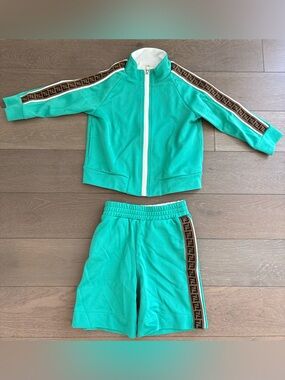 Fendi Kids Teal Track Jacket & Shorts Set
